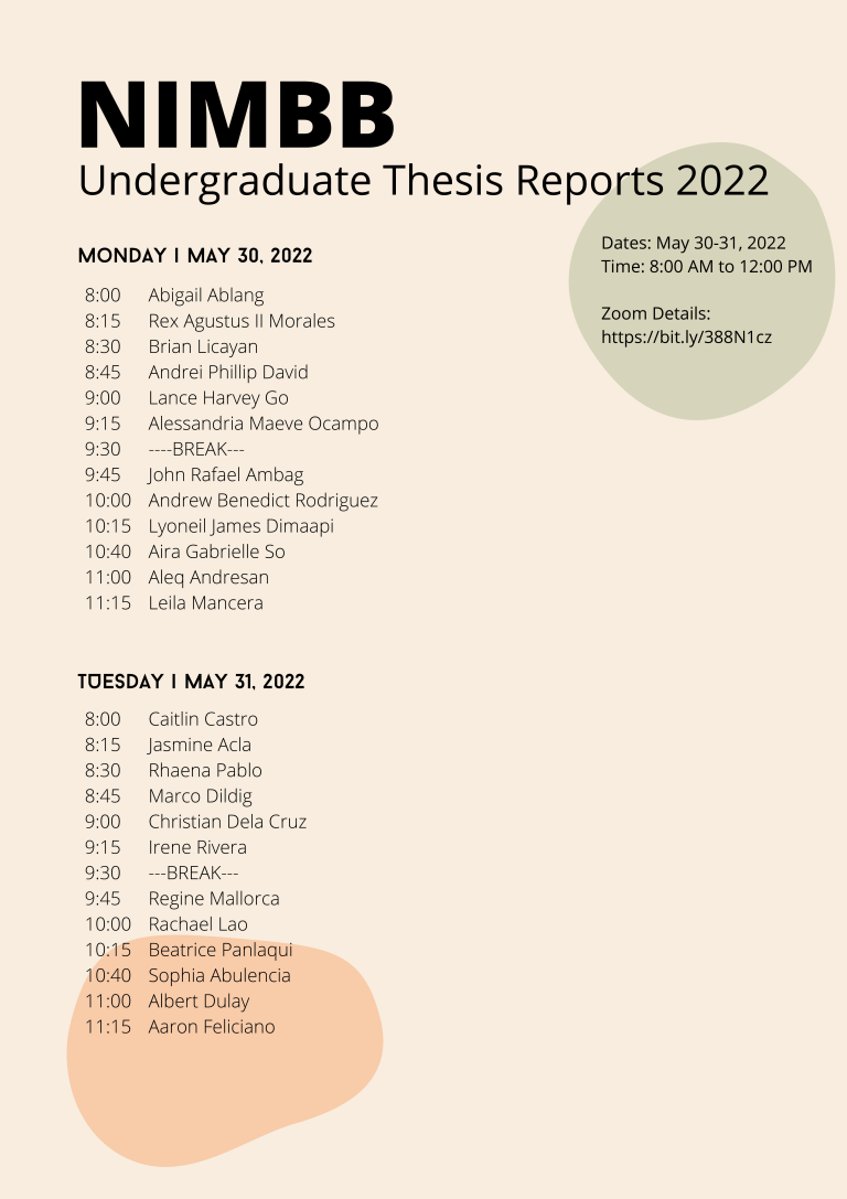 NIMBB Undergraduate Thesis Reports 2022