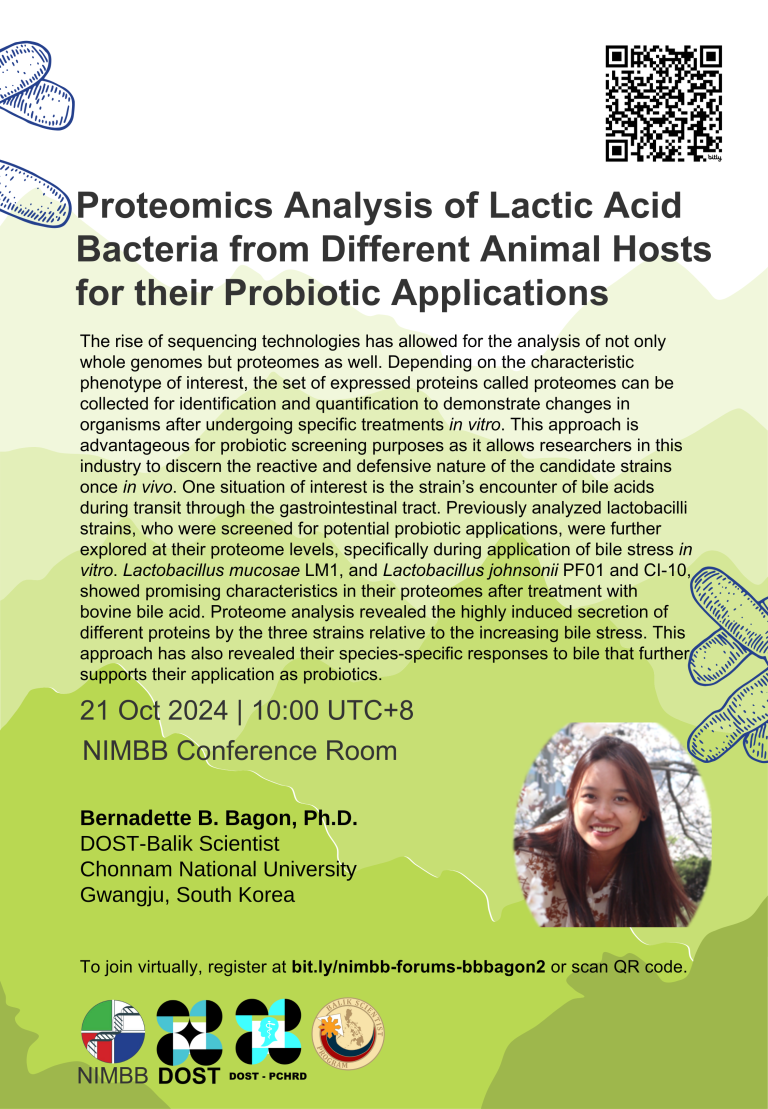 NIMBB Forums: Proteomics Analysis of Lactic Acid Bacteria from Different Animal Hosts for their Probiotic Applications