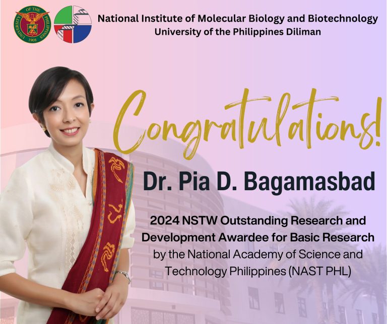 Congratulations, Dr. Pia D. Bagamasbad: 2024 NSTW Outstanding Research and Development Awardee for Basic Research
