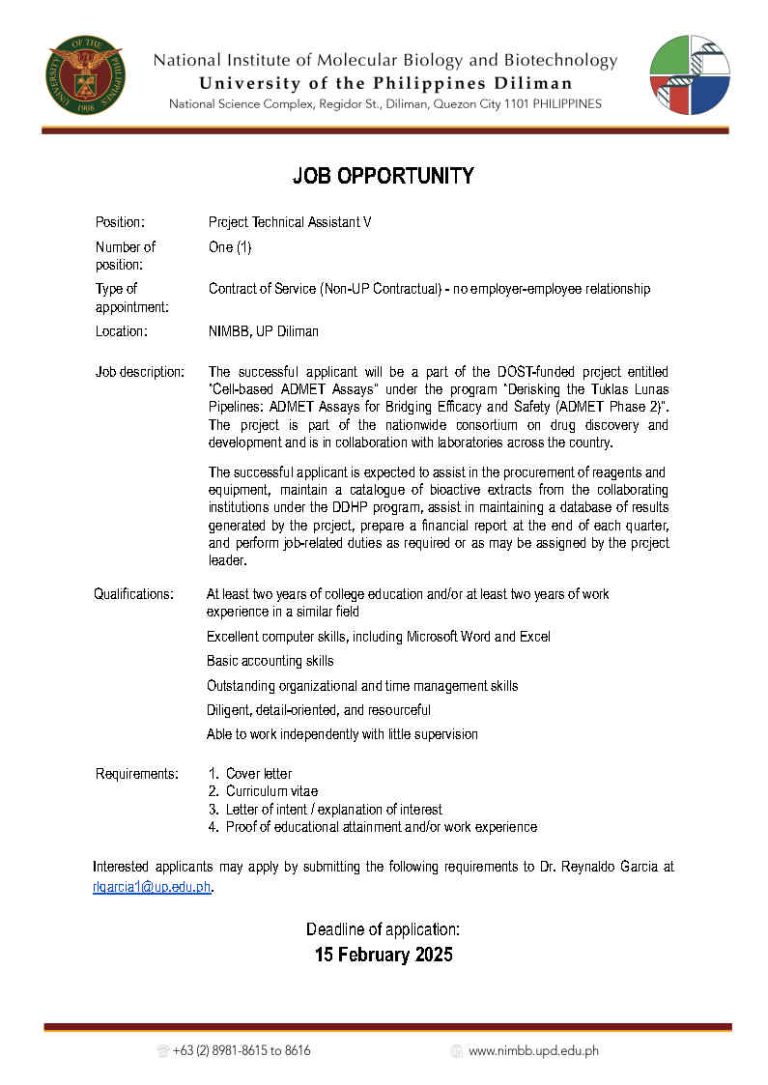 Job Opportunity: Project Technical Assistant V