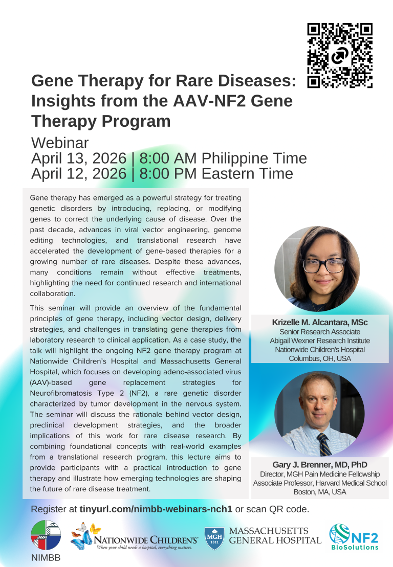 NIMBB Forums: Gene Therapy for Rare Diseases: Insights from the AAV-NF2 Gene Therapy Program